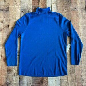 Chico's high neck long sleeve top blue women's 3 (XL)